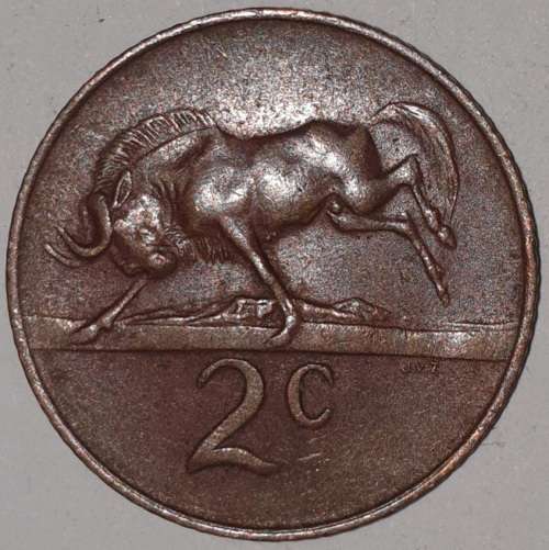 1967 ENG - 2 CENT COIN (TWO CENT COIN) - RSA - BRONZE - KM#66.2 - WILDEBEEST